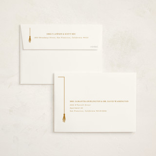 This is a goldenrod graduation announcements with standard by Amy Payne called tassel line printing on signature in standard