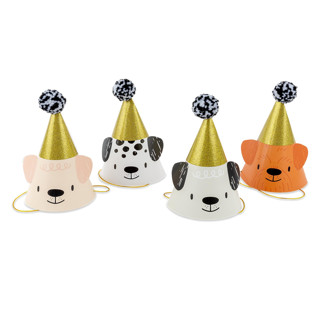 This is a multicolor party decorations by Jollity and Co called bow wow party hats in standard