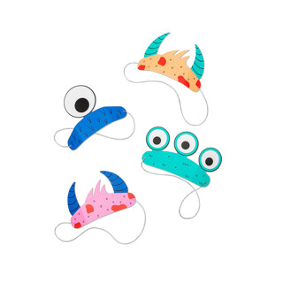 This is a multicolor party decorations by Jollity and Co called little monsters party headband set in standard