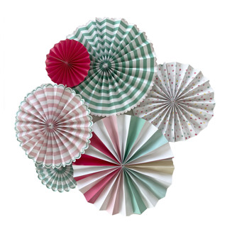 This is a multicolor party decorations by Jollity and Co called it's a party fans - set of 6 in standard