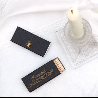 This is a black party favors by ForYourParty called annual halloween party matchbox, set of 50 in standard