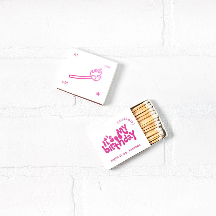 Light It Up It's My Birthday Matchbox, set of 50