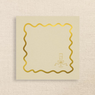 This is a natural party decorations by Papel Custom Design called champagne glass with wavy border premium cocktail napkins in standard