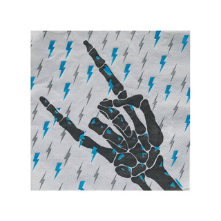 This is a blue party decorations by Jollity and Co called rock on skeleton large napkins - set of 16 in standard