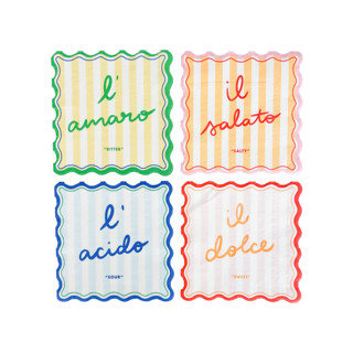 This is a multicolor party decorations by Jollity and Co called le dinner cocktail napkins - set of 20, 5 of each style per pack in standard