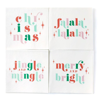 This is a multicolorassorted-colors party decorations by ForYourParty called jingle and mingle holiday napkin pack, cocktail size, set of 20 in standard