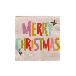 This is a multicolor party decorations by Jollity and Co called "merry christmas" cocktail napkins - set of 20 in standard