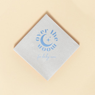 This is a gray party decorations by ForYourParty called over the moon baby shower napkin, cocktail size, set of 50 in standard