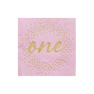 This is a pink party decorations by Jollity and Co called pink onederland cocktail napkins - pack of 20 in standard