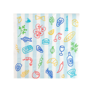 This is a multicolor party decorations by Jollity and Co called le dinner large napkins - set of 16 in standard