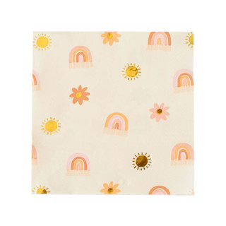 This is a multicolor party decorations by Jollity and Co called boho rainbow large napkins - pack of 16 in standard