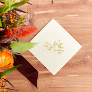 This is a bronze party decorations by ForYourParty called thank-full napkin, cocktail size, set of 100 in standard