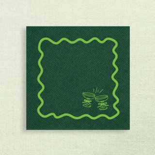 This is a red party decorations by Papel Custom Design called clinking glasses wavy border premium cocktail napkins in standard