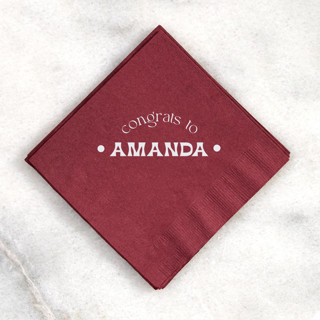 This is a red party decorations by ForYourParty called congrats to the graduate napkin, cocktail size, set of 50 in standard