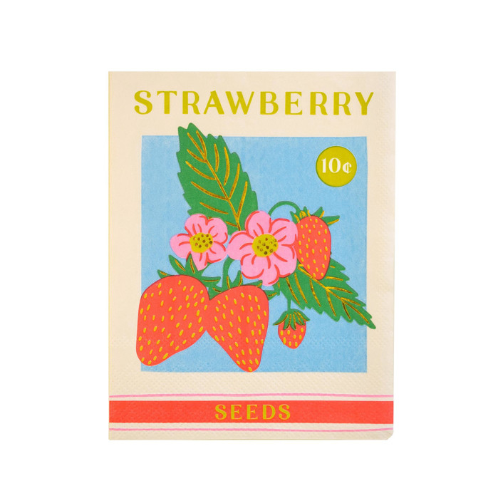 In Bloom Strawberry Seed Packet Large Napkins - Set of 16