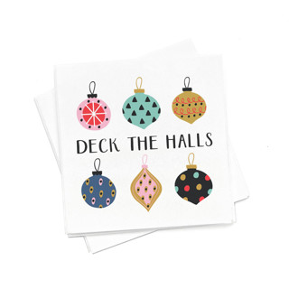 This is a multicolor party decorations by ForYourParty called deck the halls napkin pack, cocktail size, pack of 50 in standard