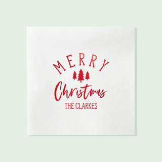 This is a white party decorations by ForYourParty called custom merry christmas napkin, cocktail size, set of 100 in standard