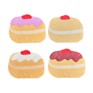 This is a multicolorassorted-colors party decorations by Jollity and Co called sufganiyah large napkins - set of 16 in standard