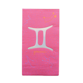 This is a pink party decorations by Jollity and Co called zodiac gemini guest napkins - set of 16 in standard
