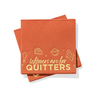 This is a orange party decorations by ForYourParty called leftovers are for quitters napkin pack, cocktail size, set of 20 in standard