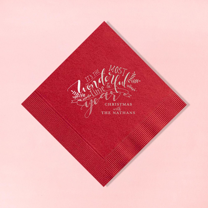 Custom The Most Wonderful Time Napkin, cocktail size, set of 100