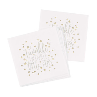 This is a white party decorations by Papel Custom Design called twinkle twinkle little star gender neutral gold foil baby shower napkins in standard
