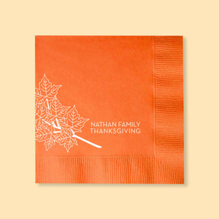 This is a orange party decorations by ForYourParty called classic thanksgiving leaves napkin, cocktail size, set of 100 in standard