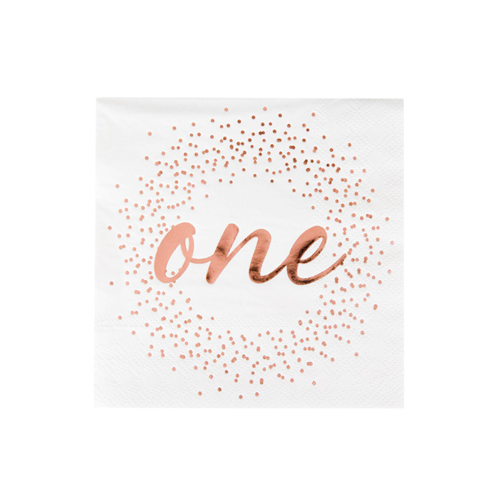 Rose Gold Onederland Cocktail Napkins - Pack of 20