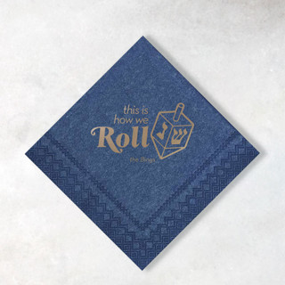 This is a blue party decorations by ForYourParty called custom this is how we roll napkin, cocktail size, set of 100 in standard