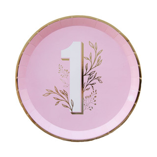 This is a pink party decorations by Jollity and Co called pink onederland dinner plates - pack of 8 in standard