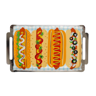 This is a multicolor party decorations by Jollity and Co called patriotic hot dog platter large plates - set of 8 in standard