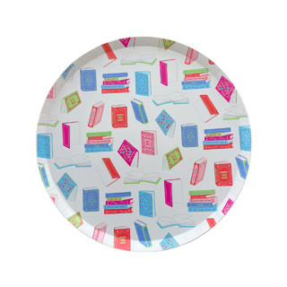 This is a multicolor party decorations by Jollity and Co called book club dessert plates - set of 8 in standard
