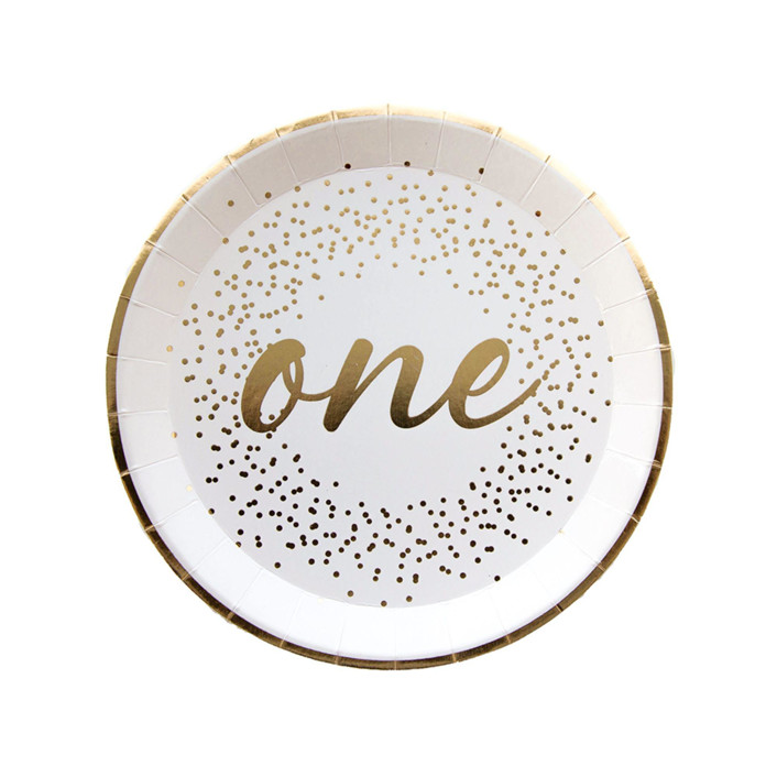 Gold Onederland Dessert Plates - Pack of 8