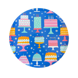 This is a multicolor party decorations by Jollity and Co called it's a birthday cake print large plates - set of 8 in standard