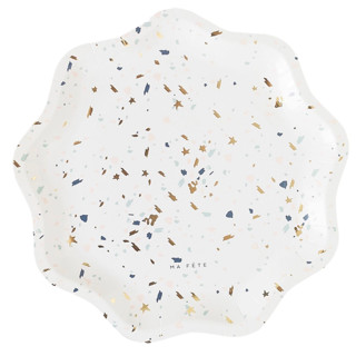 This is a white party decorations by MA FÊTE called terrazzo dinner plates (8) in standard