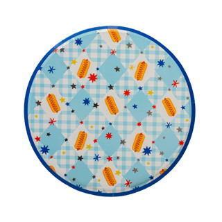 This is a multicolorassorted-colors party decorations by Jollity and Co called patriotic hot dog dinner plates - pack of 8 in standard