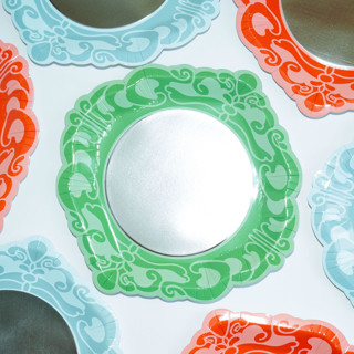 This is a multicolor party decorations by POP Party Supplies called princess party dessert plates - mirror mirror (x12) in standard