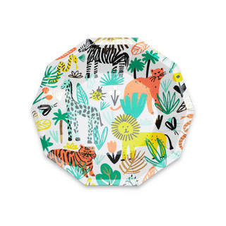 This is a multicolor party decorations by Jollity and Co called into the wild small plates - pack of 8 in standard