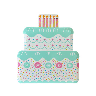 This is a multicolor party decorations by Jollity and Co called it's a birthday cake large plates - set of 8 in standard