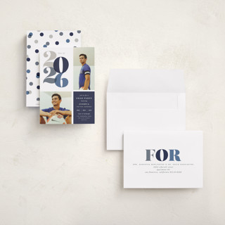 This is a navy graduation invitations with standard by Hooray Creative called in vogue printing on signature in petite