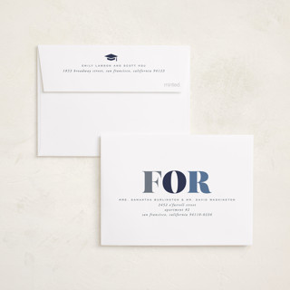 This is a navy graduation invitations with standard by Hooray Creative called in vogue printing on signature in petite