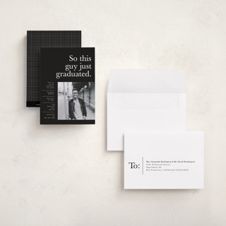 This is a jett graduation invitations with standard by Corinne Malesic called still graduating printing on signature in petite