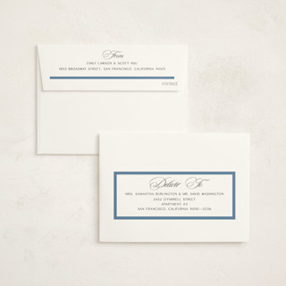 This is a navy graduation invitations with standard by Owl and Toad called preppy frame printing on signature in petite
