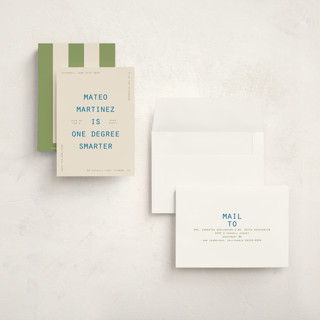 This is a sky graduation invitations with standard by Owl and Toad called degree printing on signature in petite