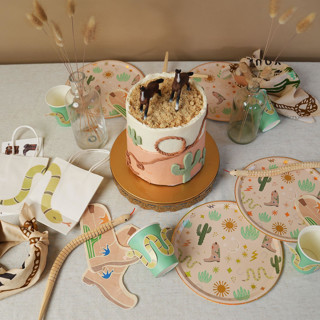This is a multicolor party decorations by POP Party Supplies called essential western party pack in standard