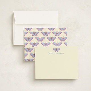 This is a periwinkle personalized stationery thank you cards with standard by IGGI called butterfly notecard printing on signature in 4.25x5.5