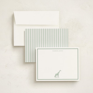 This is a palm personalized stationery thank you cards with standard by Jenna Holcomb called safari giraffe printing on signature in 4.25x5.5