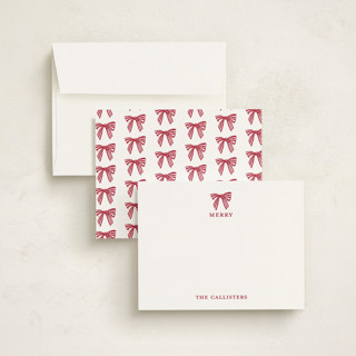 This is a candy cane personalized stationery thank you cards with standard by Mere Paper called stamped with a bow printing on signature in 4.25x5.5