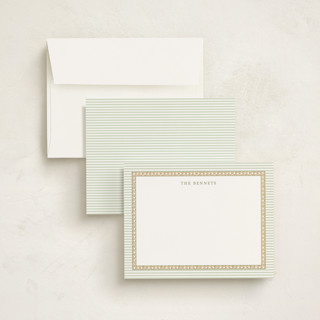 This is a pine personalized stationery thank you cards with standard by Bayberry Kate called woven pine printing on signature in 4.25x5.5