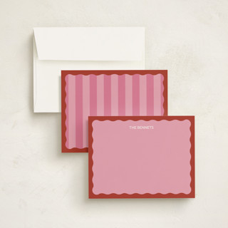 This is a raspberry personalized stationery thank you cards with standard by Helena Vitto called color wave printing on signature in 4.25x5.5